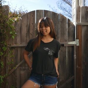 Brandy Melville Black Margie Pizza Skull Top